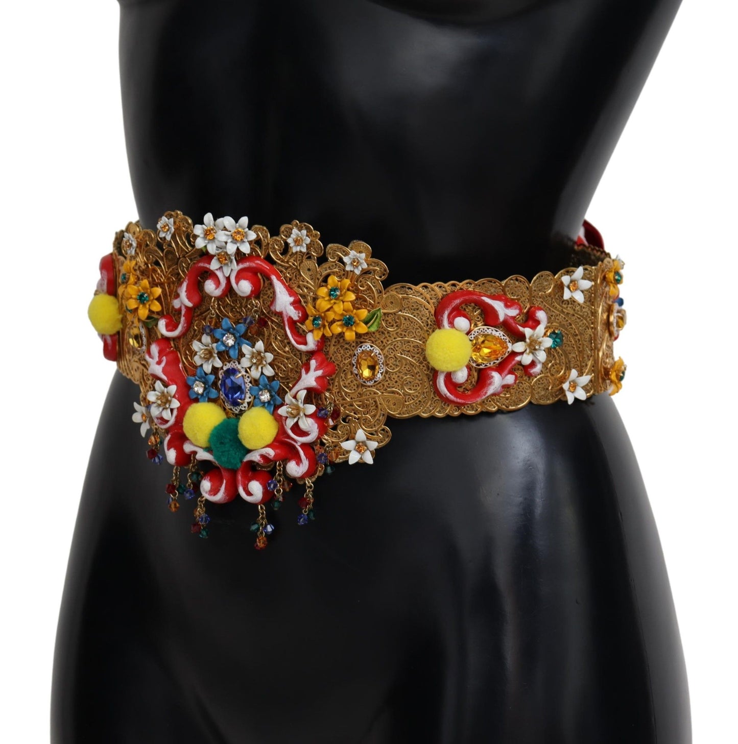 Dolce & Gabbana Gold-Tone Floral Crystal Waist Belt