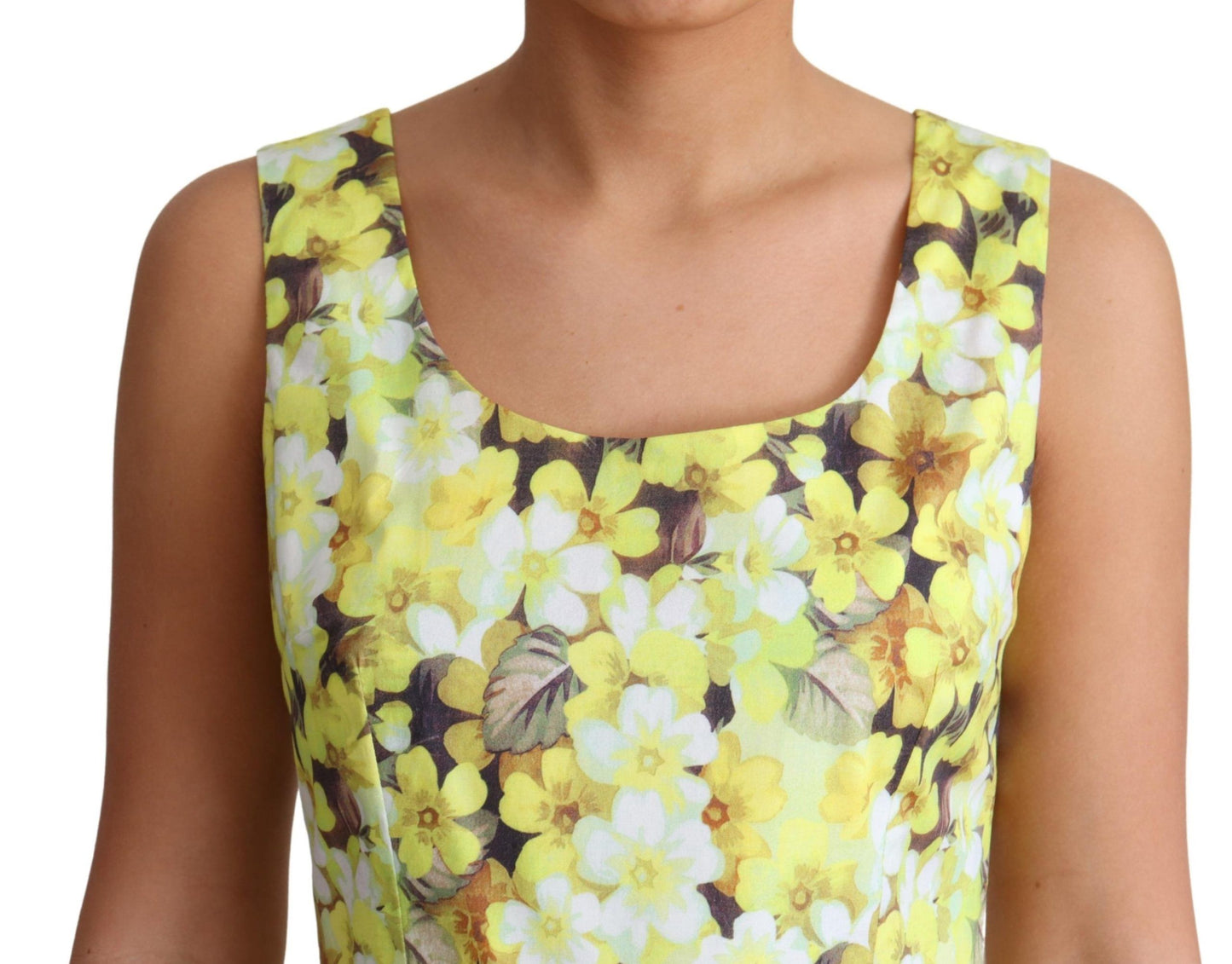 Dolce & Gabbana Elegant Yellow Floral A-Line Sleeveless Dress