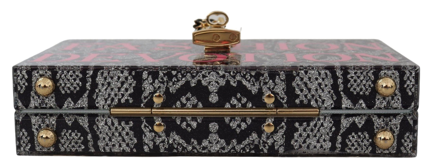 Dolce & Gabbana Gray Resin Dolce Box Clutch with Gold Details