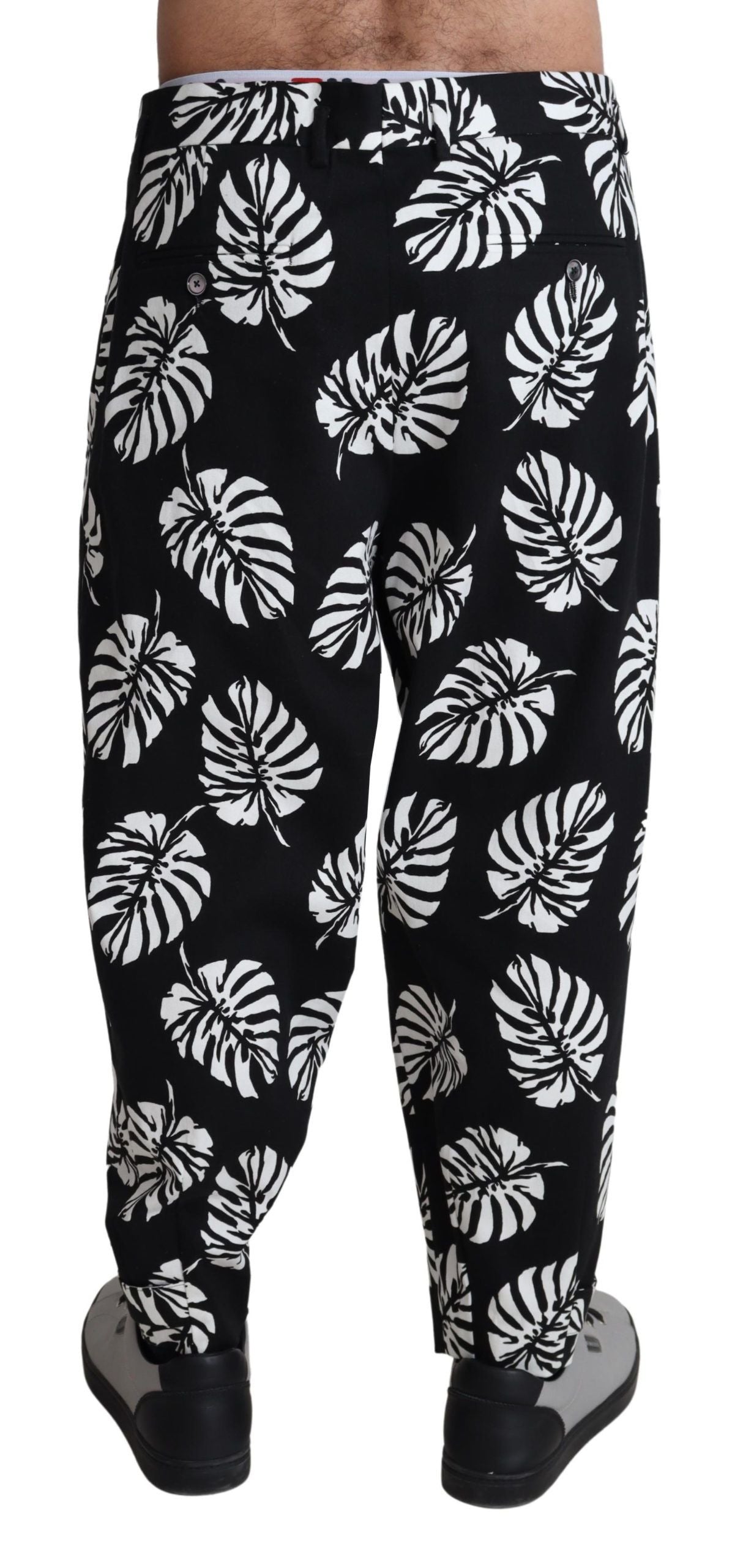 Dolce & Gabbana Elegant Palm Leaf Print Cotton Trousers