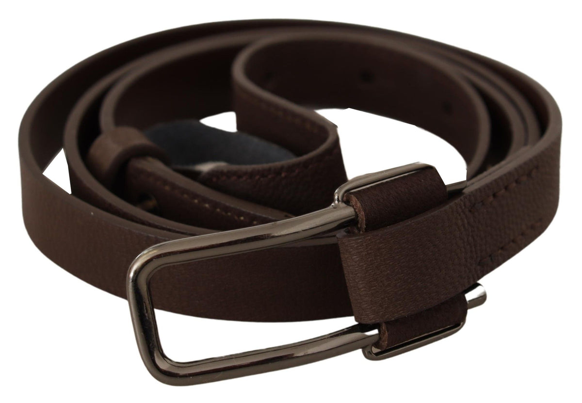 Costume National Brown WX Silver Metal Buckle Belt