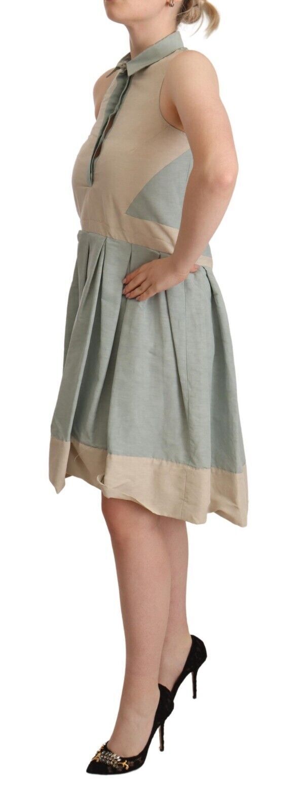 Comeforbreakfast Multicolor Collared Sleeveless Sheath Dress