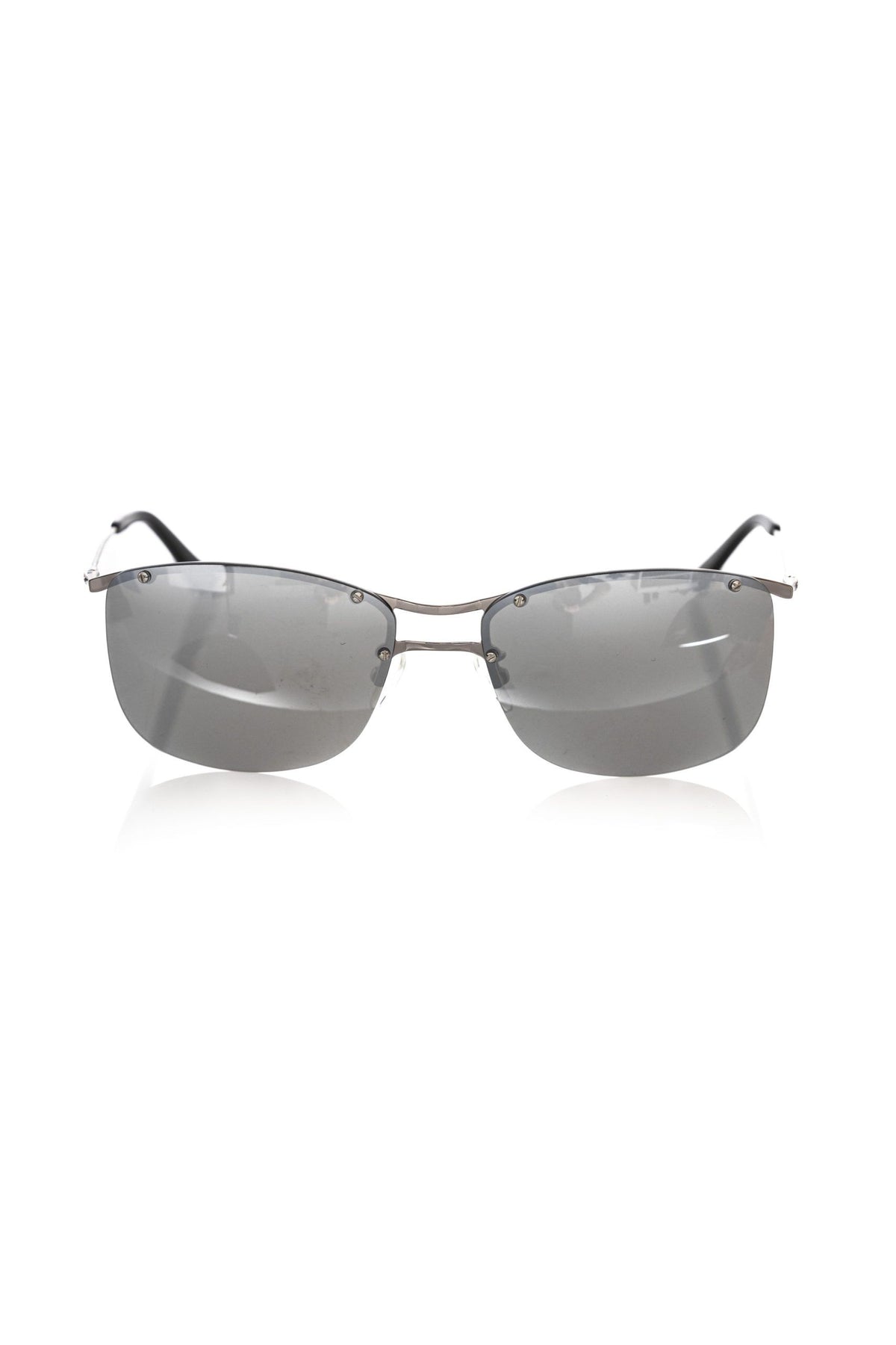 Frankie Morello Silver Metallic Fibre Men Sunglass