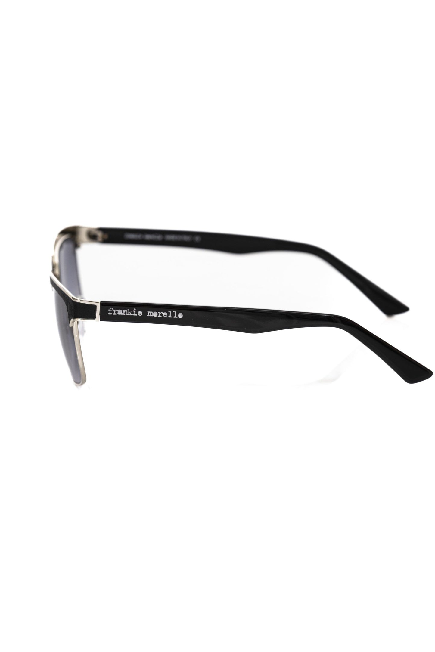 Frankie Morello Black Metallic Fiber Men Sunglass