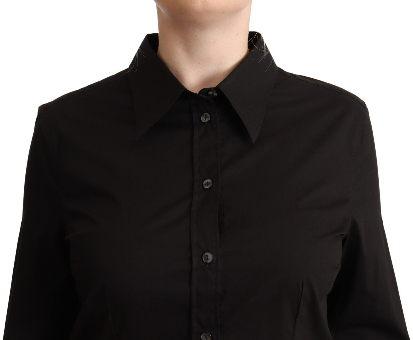 Dolce & Gabbana Elegant Black Cotton Blend Collared Top