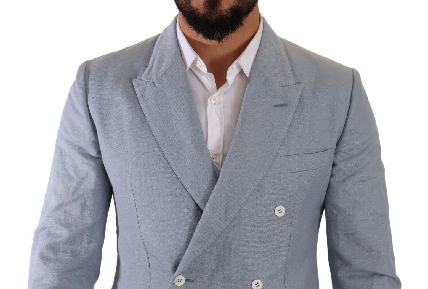 Dolce & Gabbana Elegant Slim Fit Light Blue Double Breasted Blazer