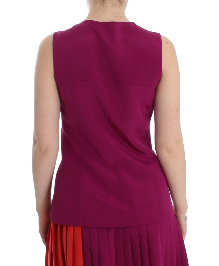 Barbara Casasola Stunning Silk Sleeveless Purple Blouse