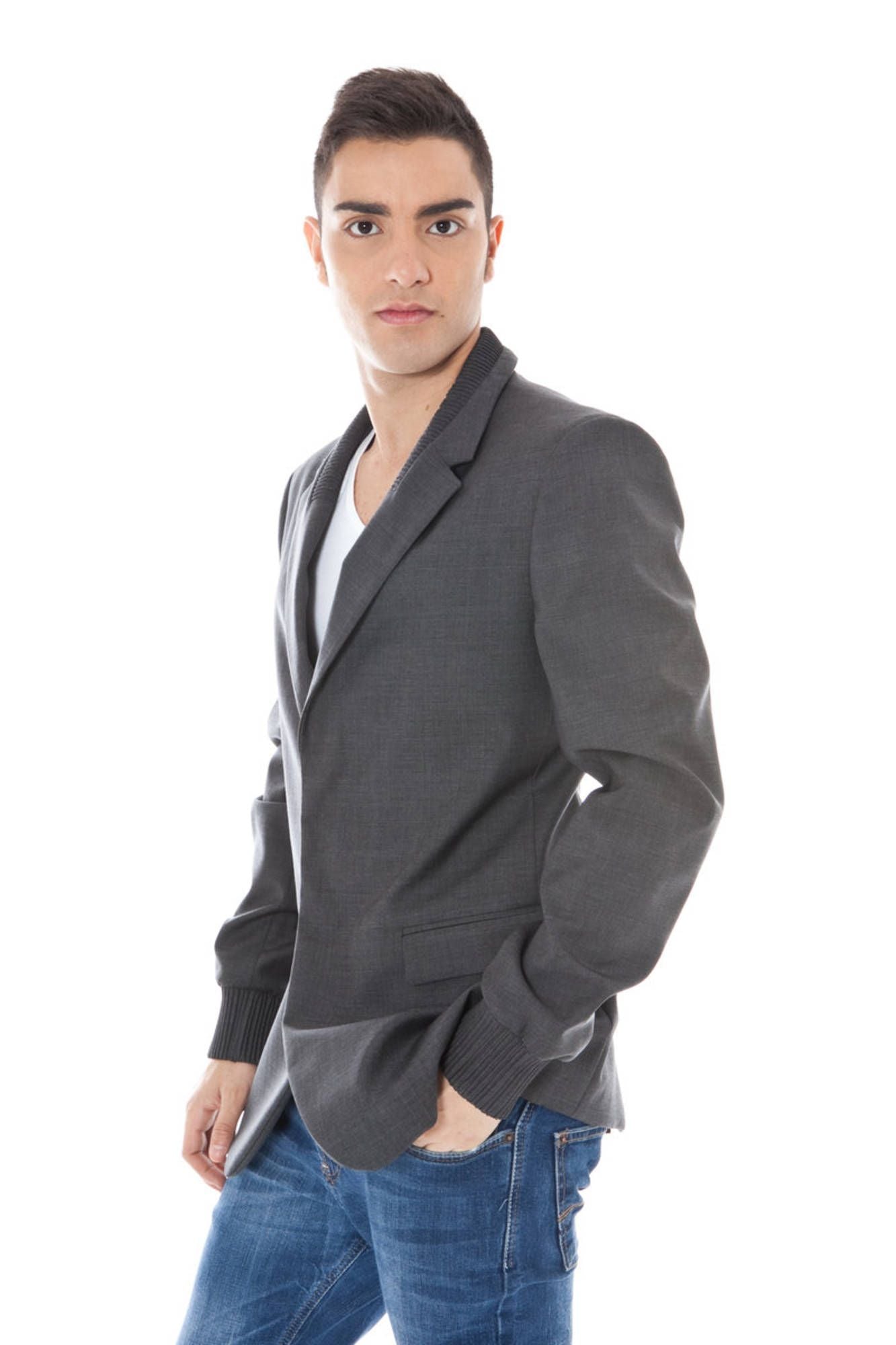 Calvin Klein Gray Wool Men Jacket