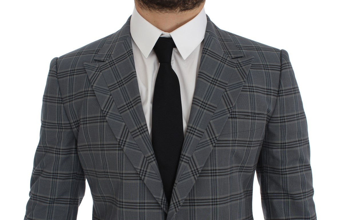 Dolce & Gabbana Elegant Blue Checkered Slim Fit Blazer