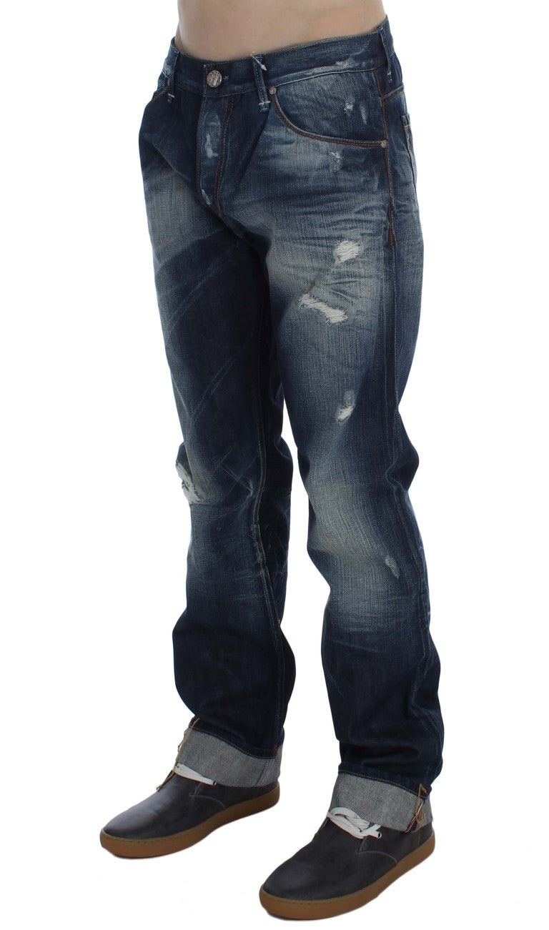 Acht Blue Wash Cotton Denim Regular Fit Jeans