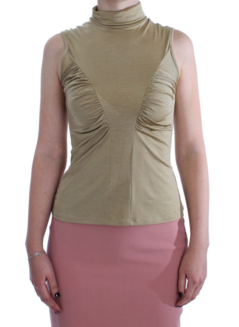 Exte Glamorous Gold Turtleneck Vest Top