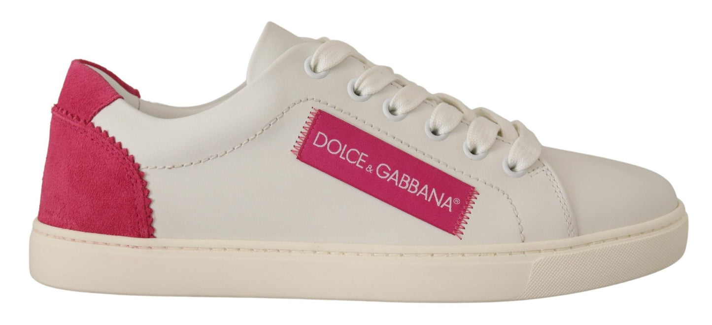 Dolce & Gabbana Elegant White Leather Low-Top Sneakers