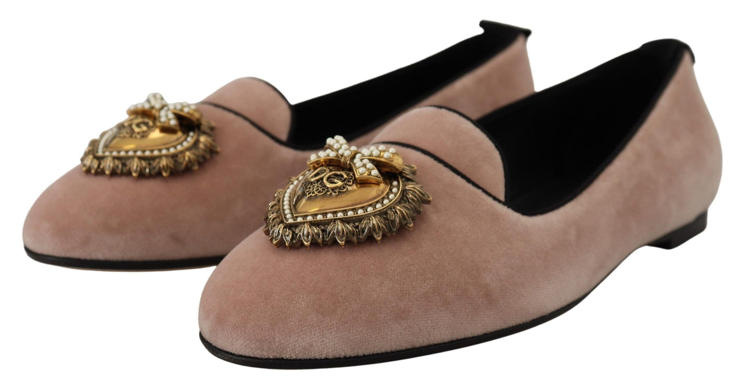 Dolce & Gabbana Elegant Pink Velvet Devotion Loafers