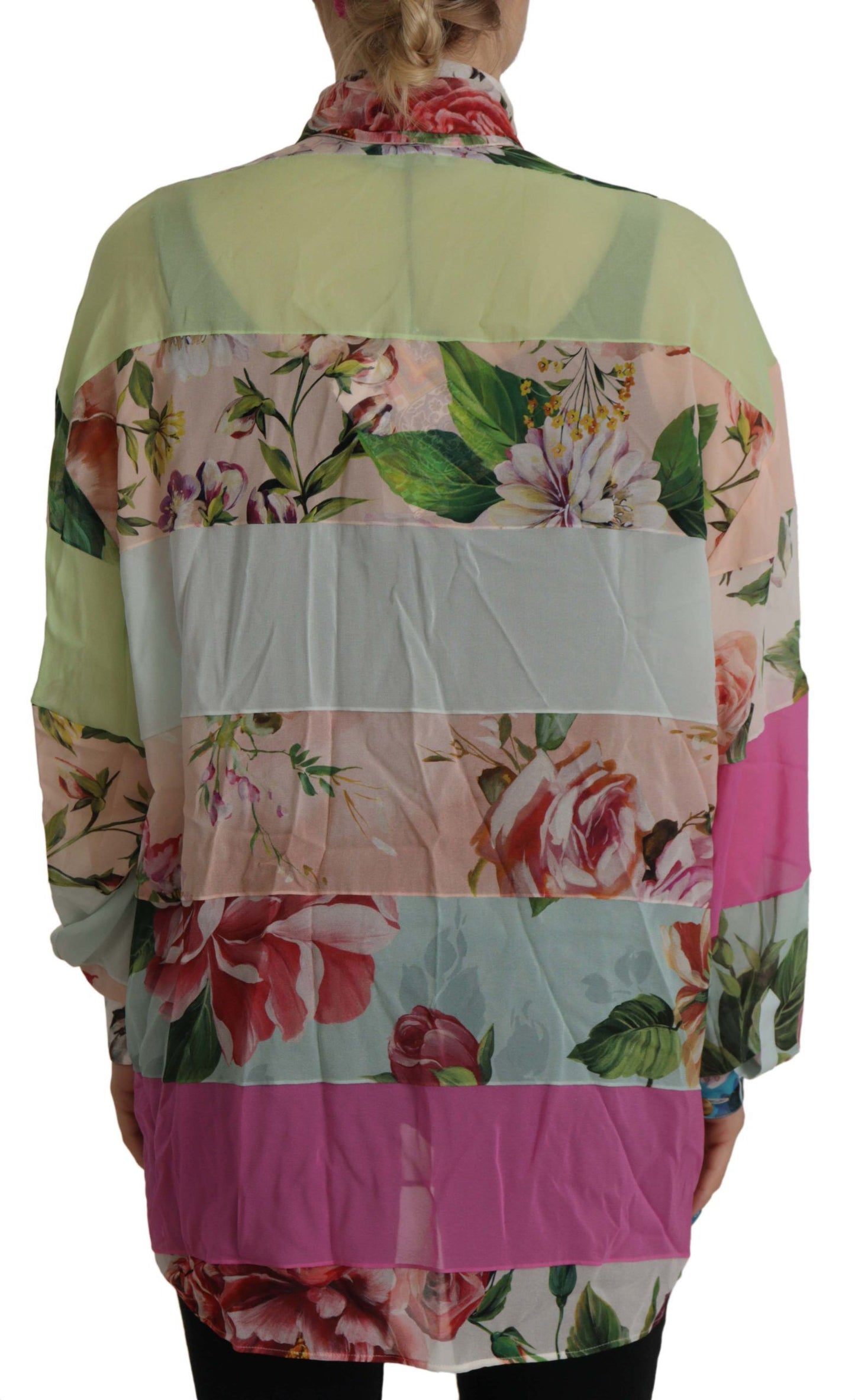 Dolce & Gabbana Elegant Floral Patchwork Silk Blouse