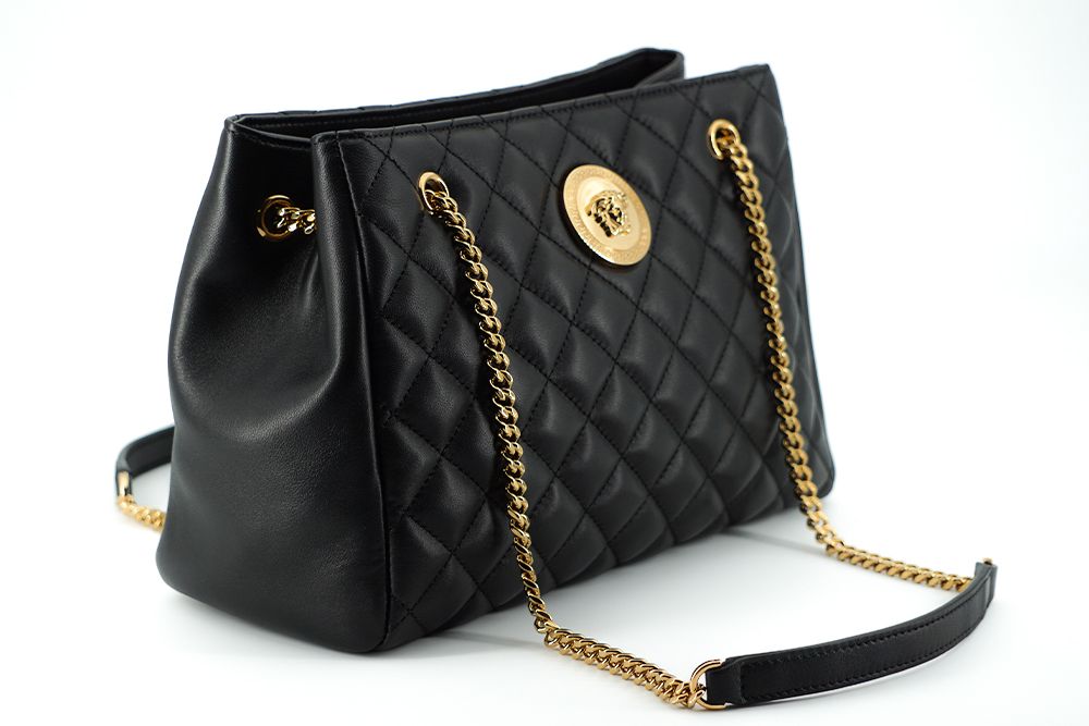 Versace Elegant Quilted Nappa Leather Tote Bag