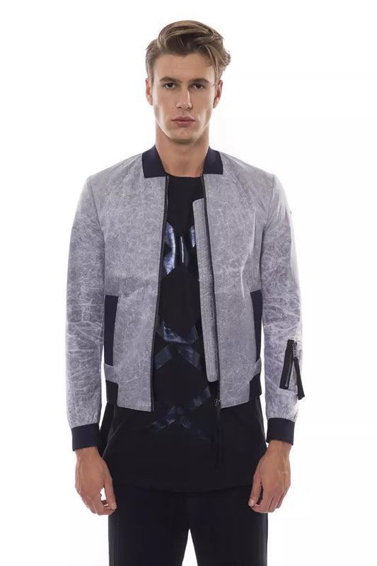 Nicolo Tonetto Gray Polyester Men's Bomber Jacket