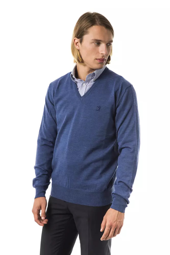 Uominitaliani Blue Merino Wool Men's Sweater
