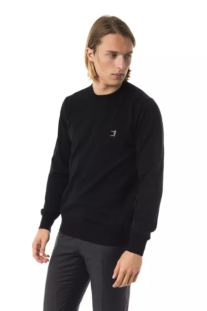 Uominitaliani Black Merino Wool Men's Sweater
