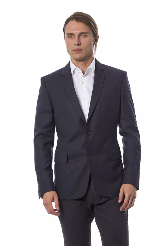 Verri Elegant Blue Wool Single-Breasted Blazer