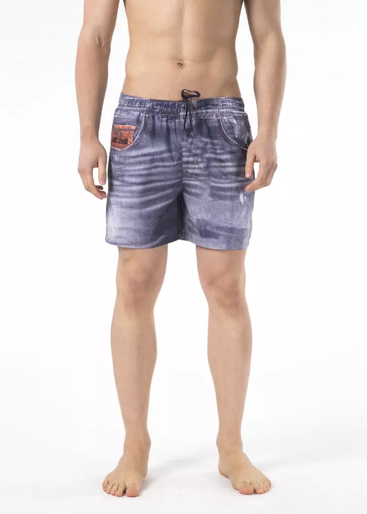 Just Cavalli Blue Polyester Men Swimwear Short