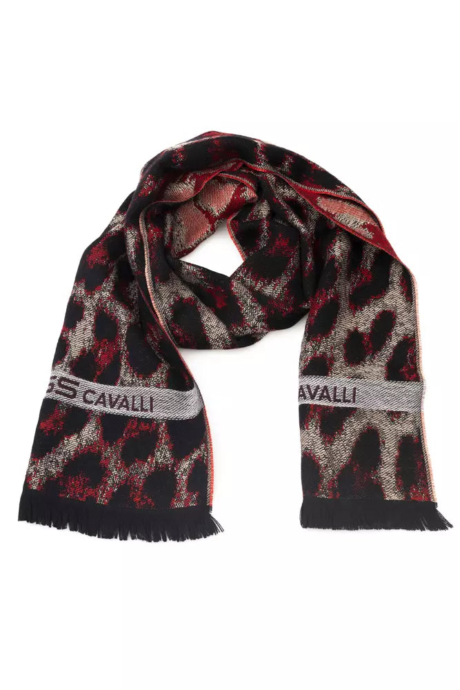 Cavalli Class Burgundy Wool Men Scarf