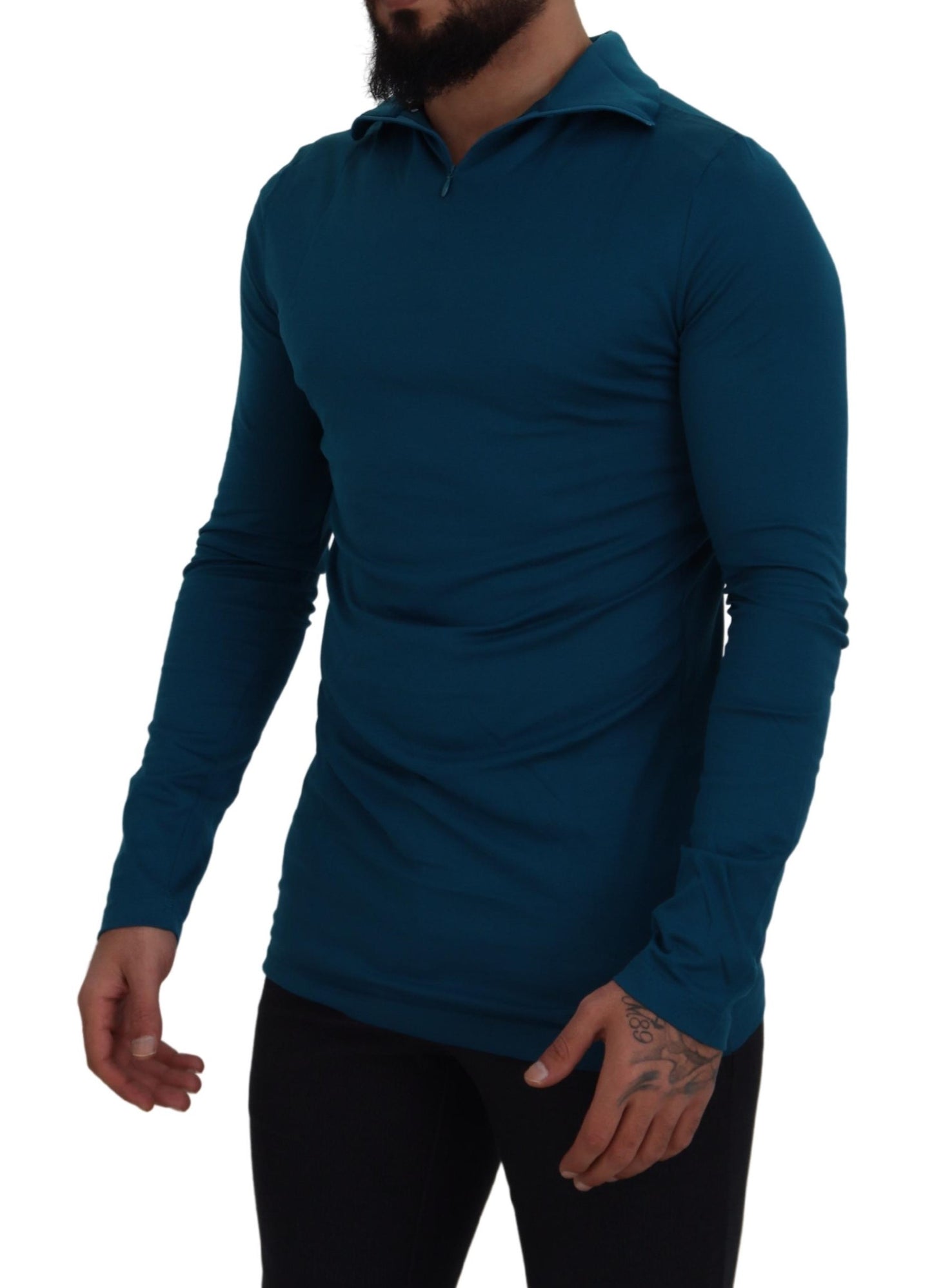 Dolce & Gabbana Elegant Blue Cotton Pullover Sweater