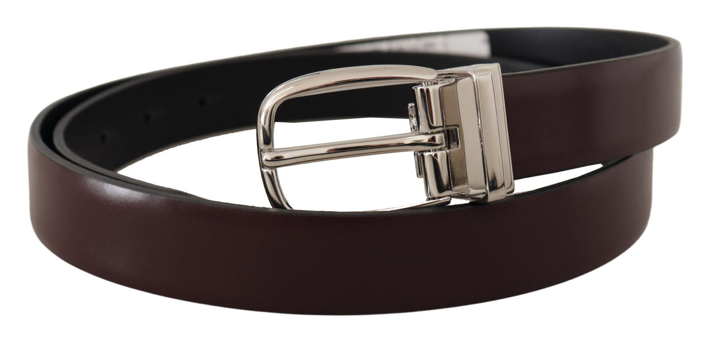 Dolce & Gabbana Elegant Leather Belt with Silver Metal Buckle