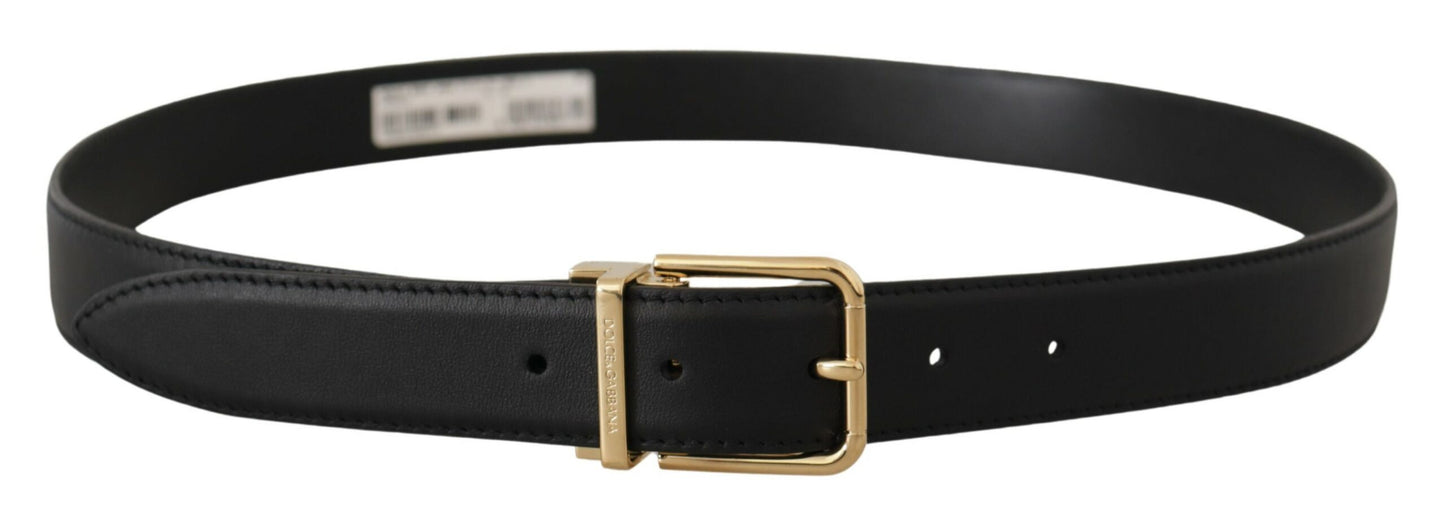 Dolce & Gabbana Elegant Black Leather Belt with Metal Buckle