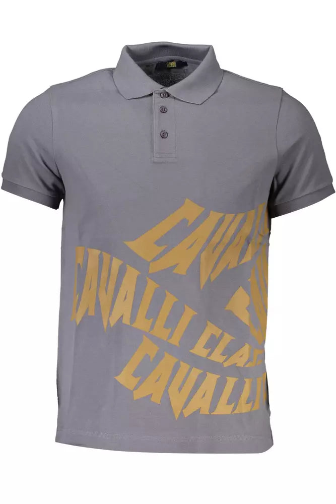 Cavalli Class Gray Cotton Men Polo Shirt