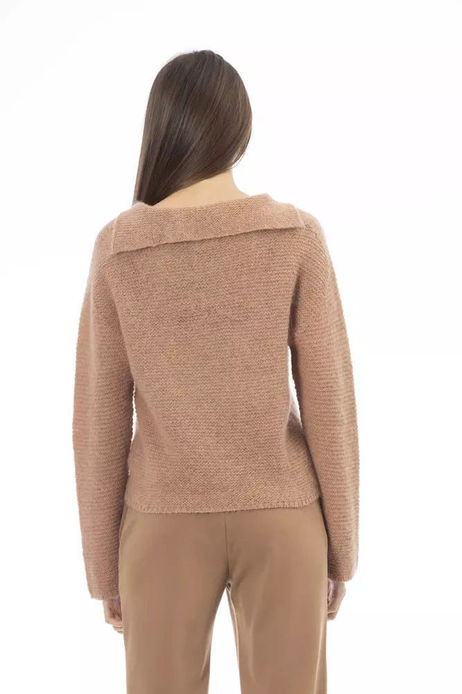 Alpha Studio Beige Merino Wool Women Sweater