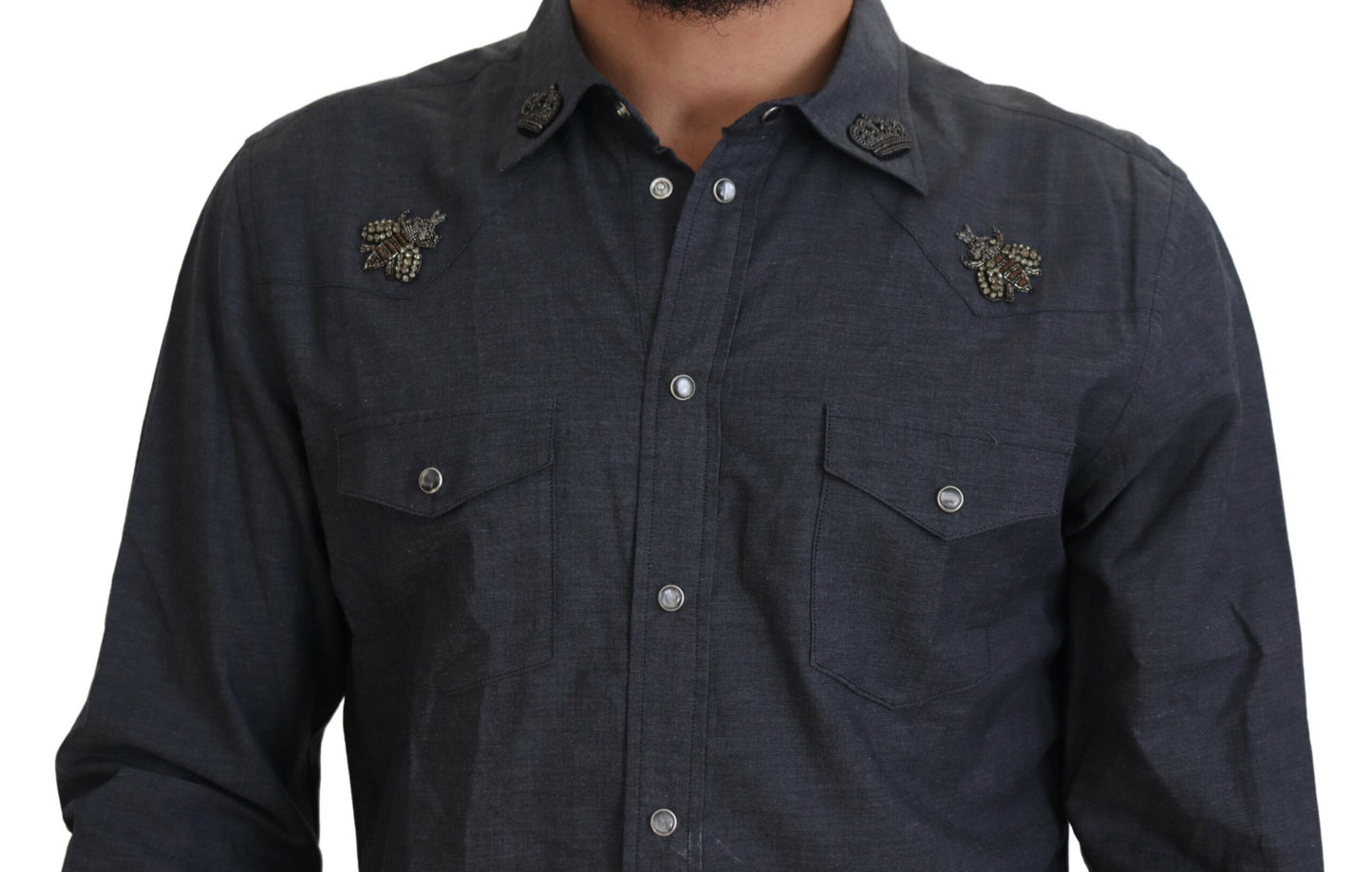 Dolce & Gabbana Elegant Slim-Fit Blue Denim Casual Shirt