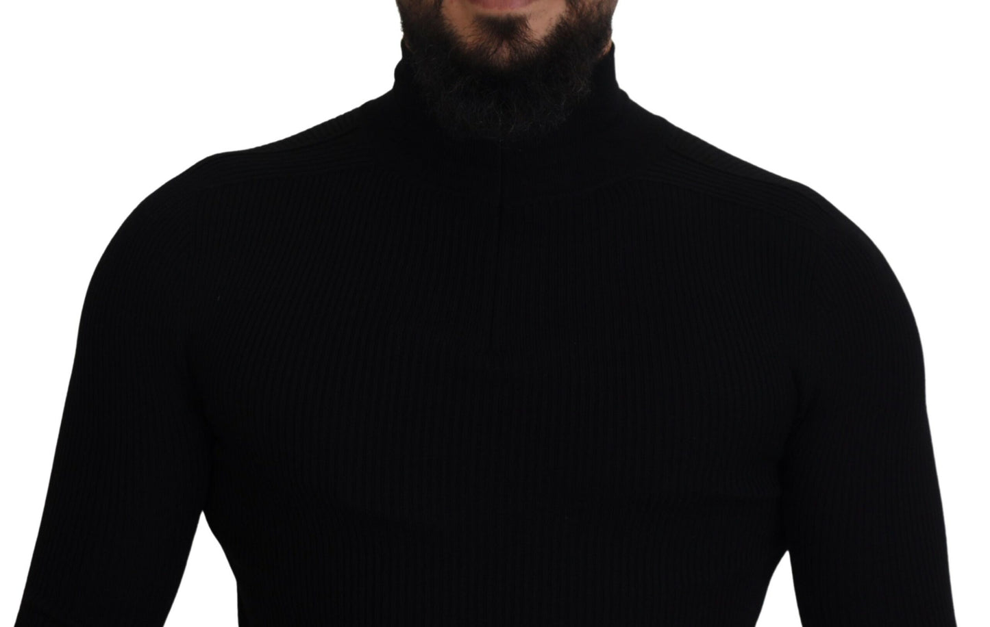 Dolce & Gabbana Elegant Black Wool Half Zip Turtleneck Sweater