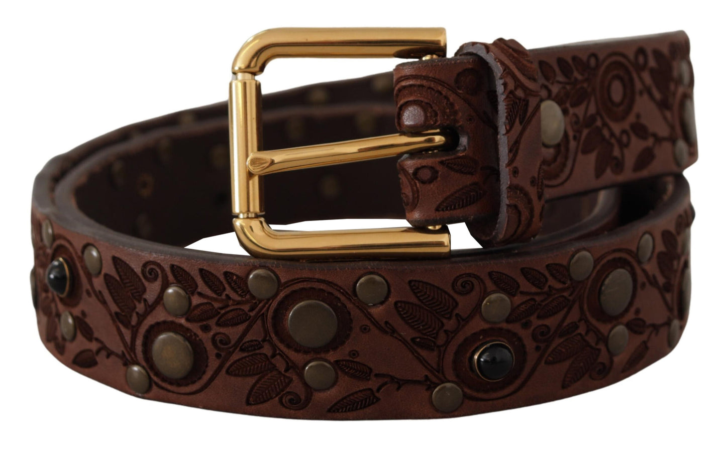 Dolce & Gabbana Elegant Leather Belt with Engraved Buckle