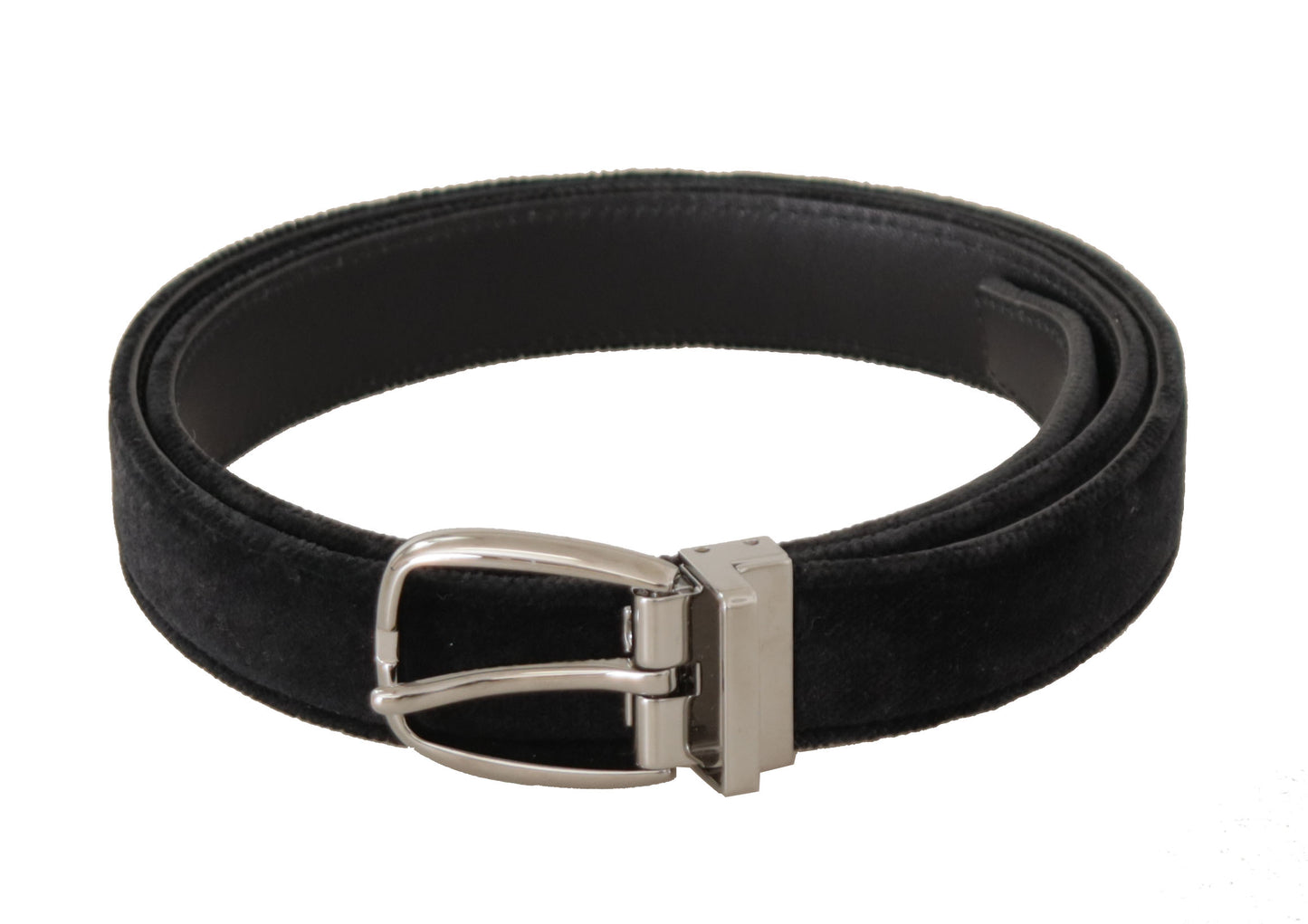 Dolce & Gabbana Elegant Velvet Designer Belt with Logo Engraved Buckle