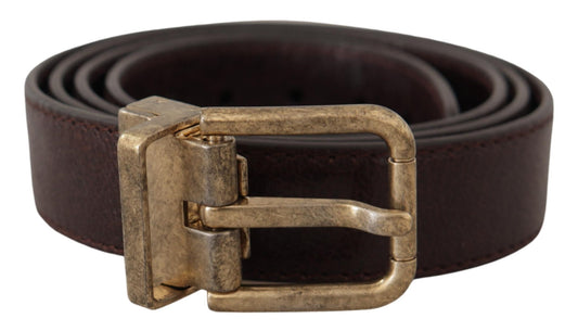 Dolce & Gabbana Elegant Leather Belt with Engraved Buckle