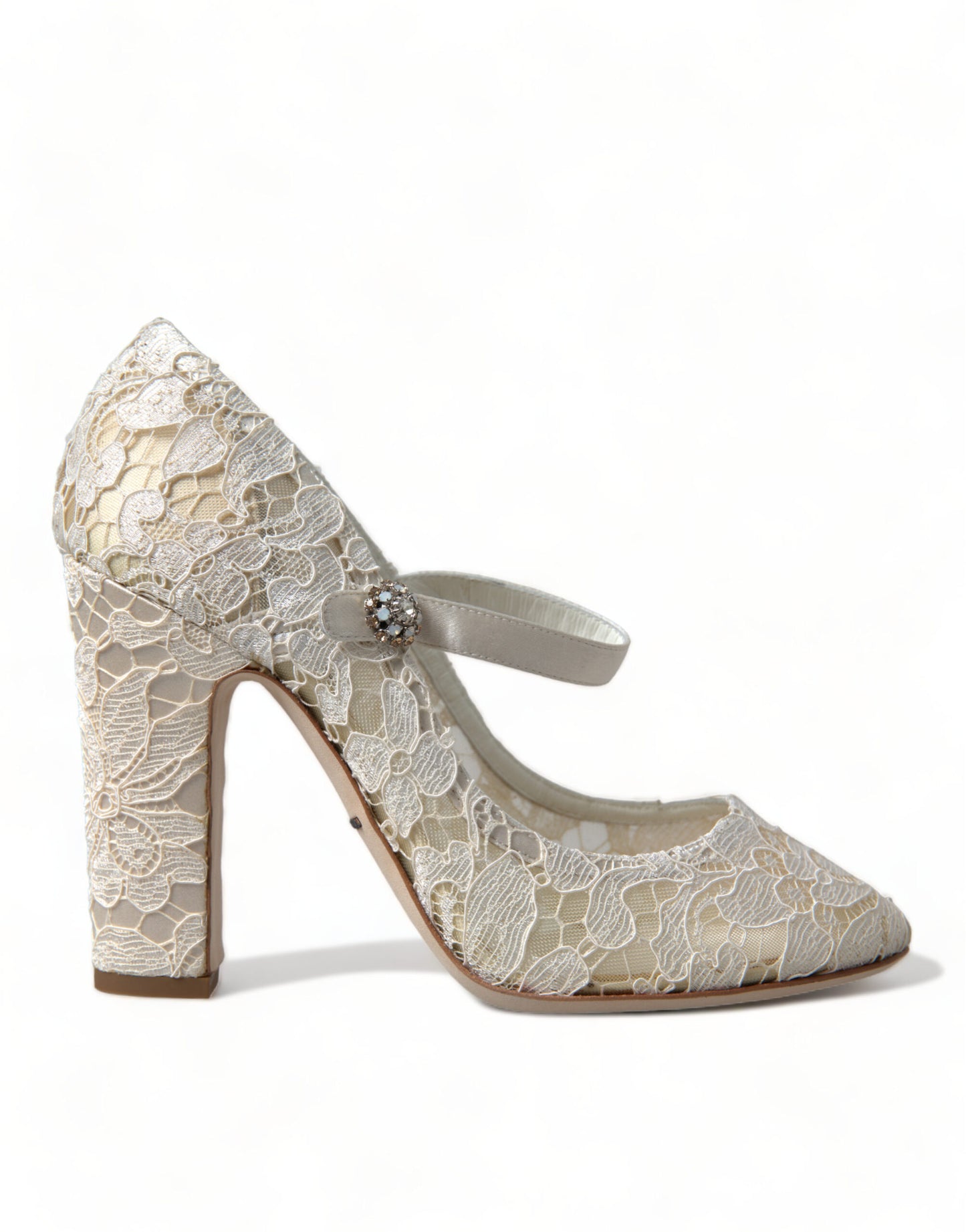 Dolce & Gabbana Chic Lace Block Heels Sandals in Cream White