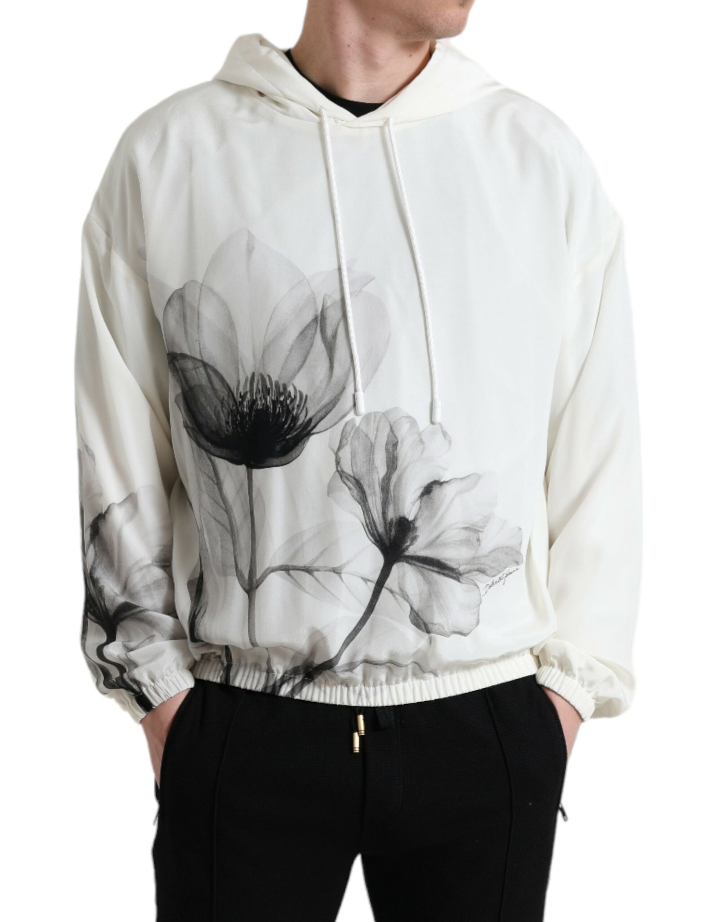 Dolce & Gabbana Elegant Floral Silk Hooded Pullover