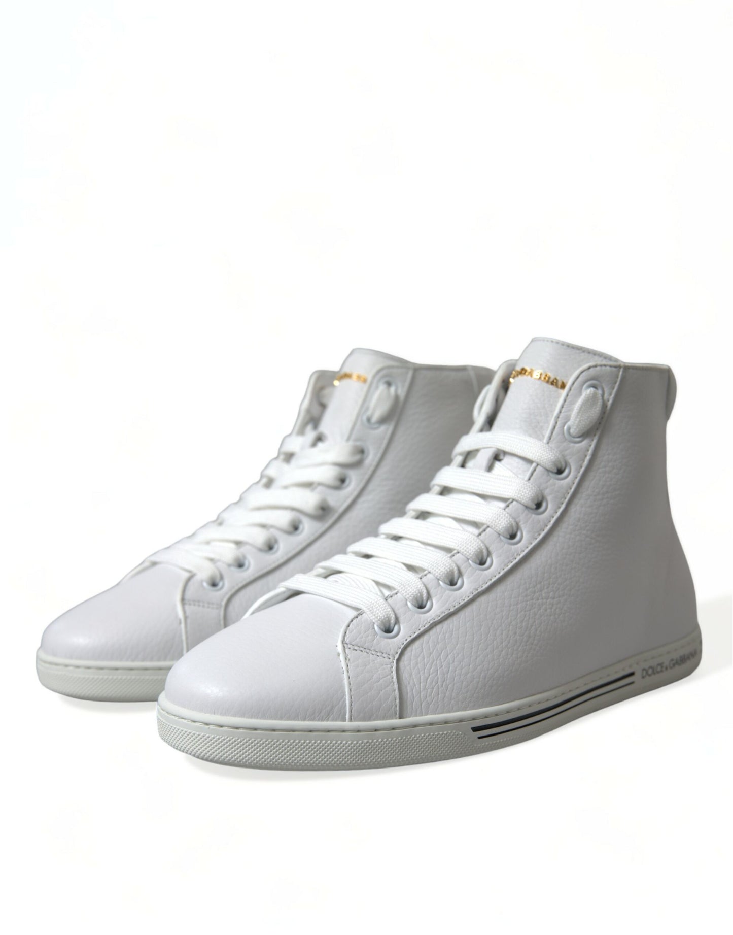 Dolce & Gabbana Elegant White Leather High Top Sneakers