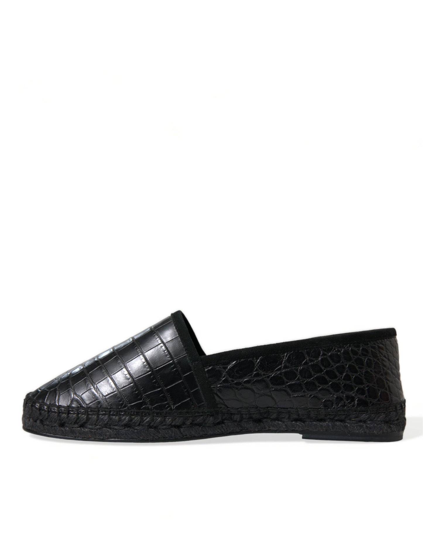 Dolce & Gabbana Exotic Black Leather Espadrilles