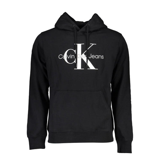 Calvin Klein Sleek Black Cotton Hoodie with Logo Print