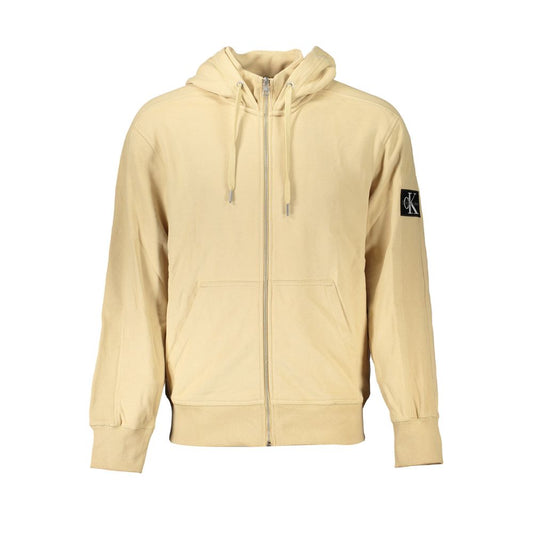 Calvin Klein Elegant Beige Zip Hooded Sweatshirt