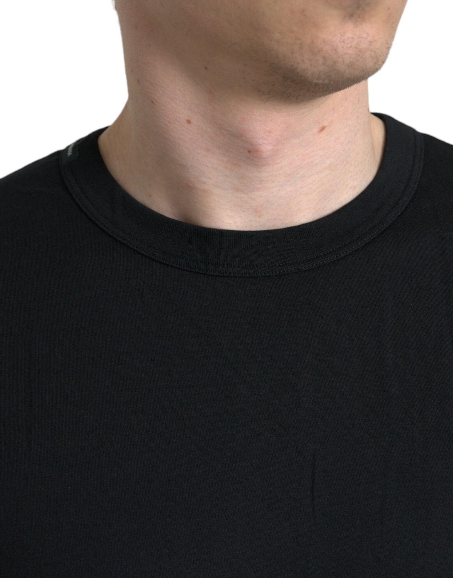 Dolce & Gabbana Black Logo Embossed Crew Neck Short Sleeves T-shirt