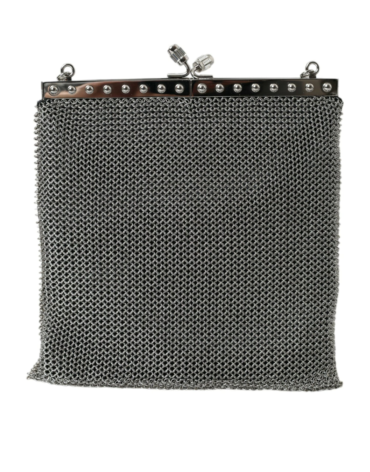 Prada Elegant Silver Mesh Shoulder Evening Bag