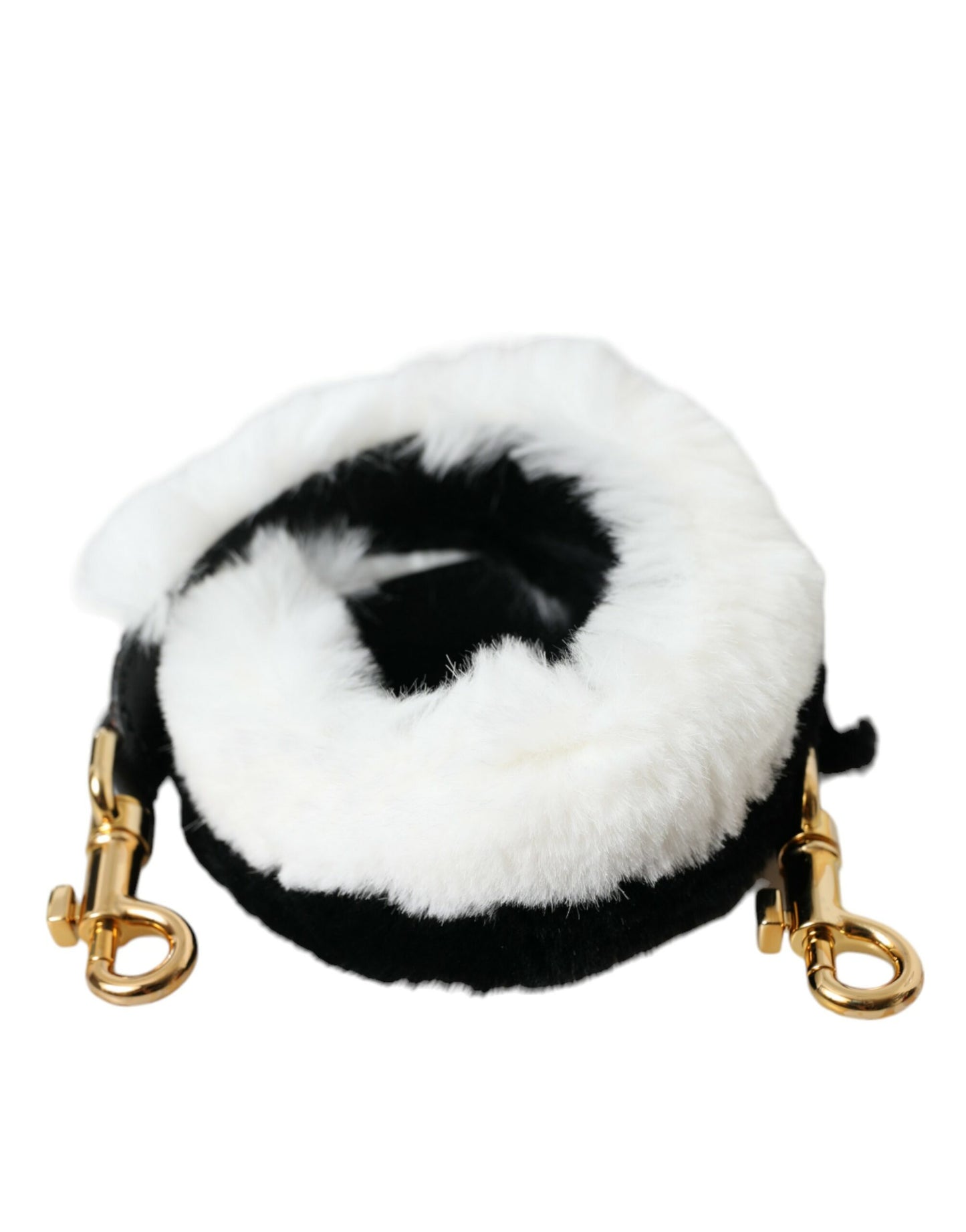 Dolce & Gabbana Black White Lapin Fur Accessory Shoulder Strap