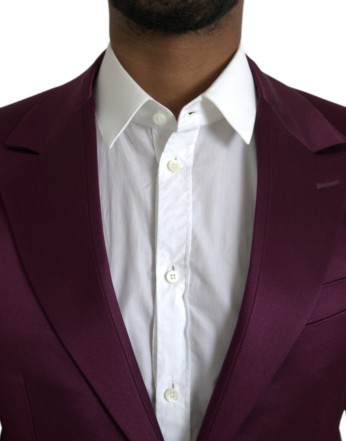 Dolce & Gabbana Maroon Silk Single Breasted Coat Blazer