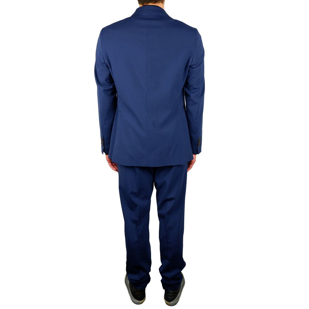 Aquascutum Elegant Blue Wool Blend Two-Piece Suit