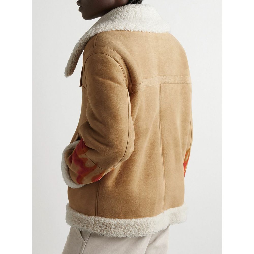 Palm Angels Beige Leather Men Jacket