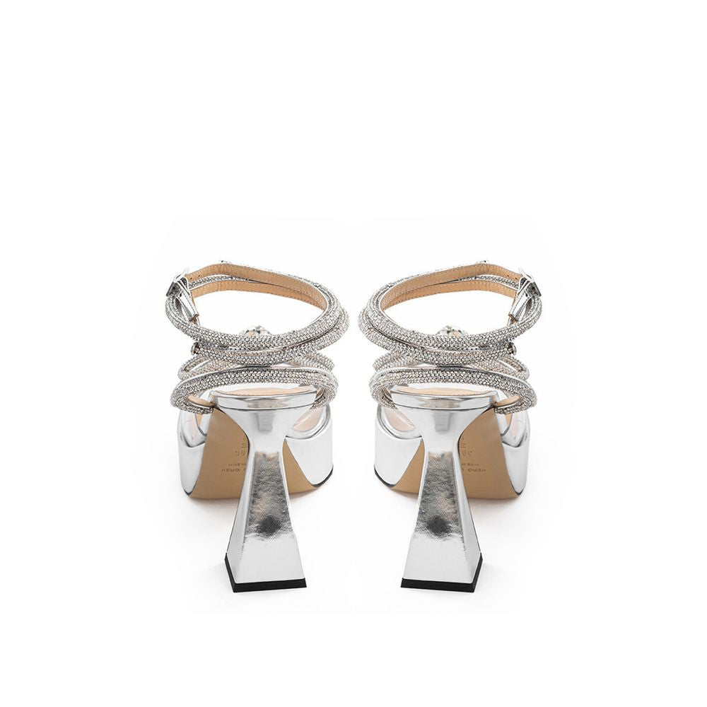 MACH & MACH Elegant Silver Leather Platforms