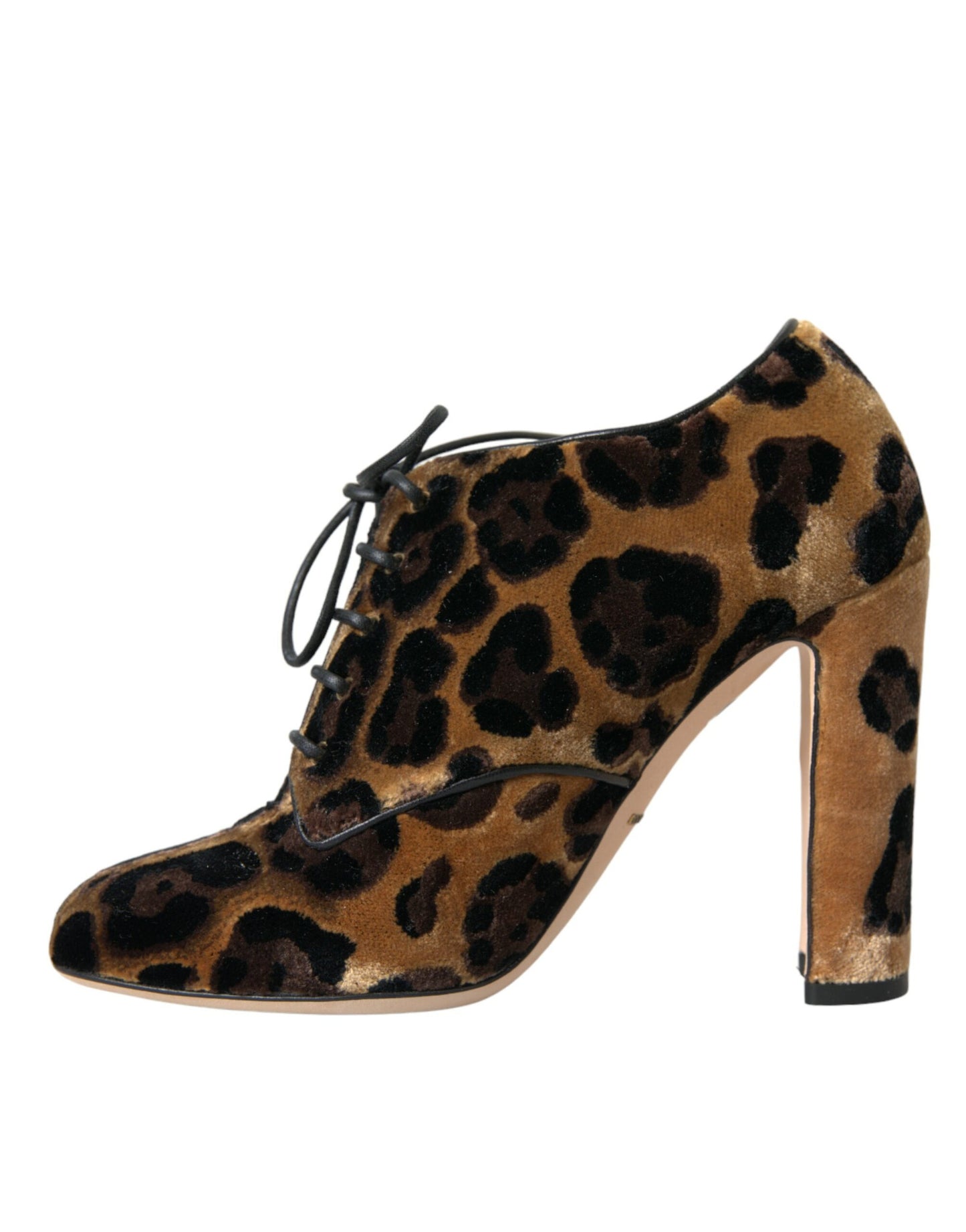 Dolce & Gabbana Brown Leopard Hair Lace Up Booties Shoes