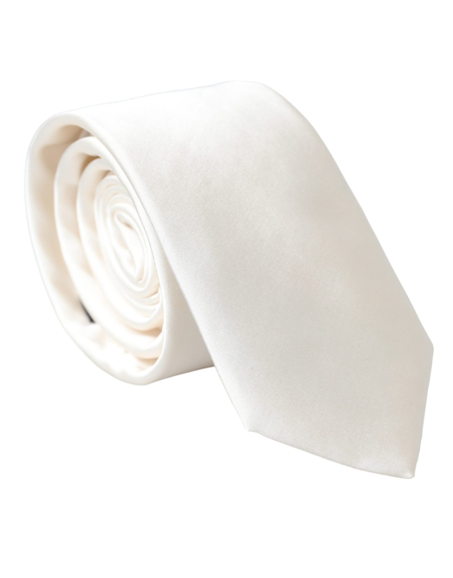 Dolce & Gabbana White Solid 100% Silk Adjustable Tie